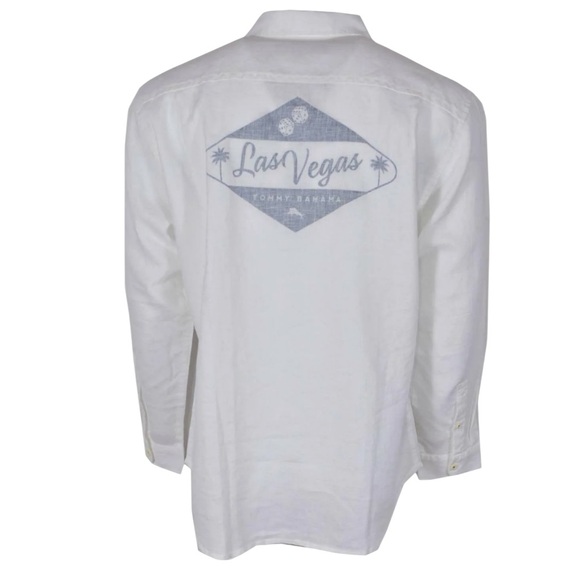 Tommy Bahama DESTINATION BREEZER Las Vegas Linen Tonal Panel Shirt - Picture 1 of 12